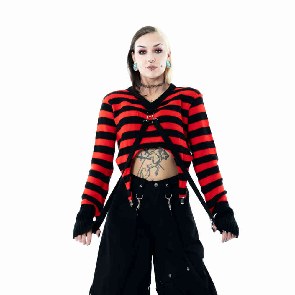 Heartless - Gisela Strick pullover - Schwarz/Rot